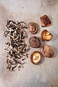 Various dried Asian mushrooms