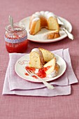 Lemon cake with strawberry jam