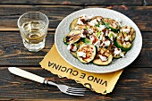 Grilled courgettes with ricotta, mint and balsamic vinegar