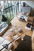 Loft apartment in converted barn decorated for Christmas