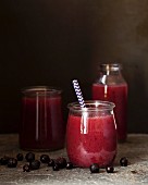 Apple, blackcurrant, fig, pear and carrot smoothies