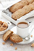 Rye and ginger biscuits with coffee