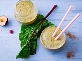 Plum and cinnamon smoothie with red chard, kefir and stevia