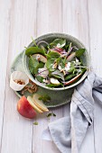 Spinach salad with apples and red onions (post fasting)