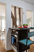 Oven integrated into kitchen table to save space