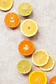Various sliced citrus fruits