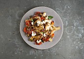 Fennel salad with blood oranges, feta cheese and bean sprouts