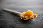 Apple chutney on spoon