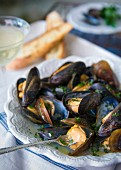 Steamed mussels with herbs