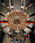 Physicists work on BaBar detector at SLAC