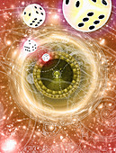 Art of dice,a black hole and chance