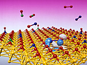 Catalytic converter at work on molecules