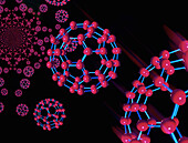 Computer graphic of buckyballs (C60)