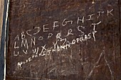 Alphabet written in chalk