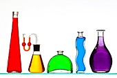 Coloured liquids in bottles
