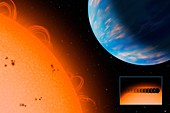 Gliese 436 b planet and star,artwork