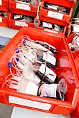Donated blood bags
