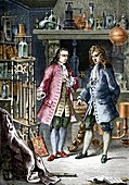 Denis Papin and Robert Boyle,engraving