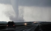 Tornado approaching road
