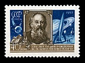 Konstantin Tsiolkovsky on a Soviet stamp