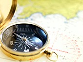 Compass on a map