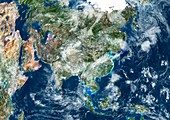 Asia with clouds,satellite image