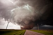 Tornado over a country road,USA