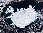 Iceland covered in ice,satellite image