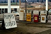 Closed petrol station,1973 oil crisis