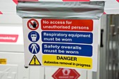 Asbestos removal warning signs