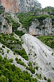 Limestone scree slopes in Greece