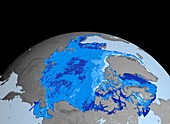 Winter Arctic sea ice thickness,2008