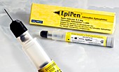 EpiPen adrenaline syringe and packaging
