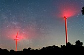 Wind turbines under the Milky Way