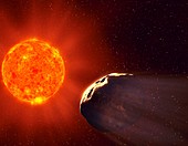 Vulcanoid asteroid and Sun,artwork
