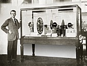 John Logie Baird with his television