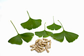 Ginkgo biloba leaves and capsules
