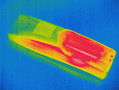 Thermogram of phone with battery