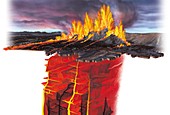Erupting Icelandic volcano,artwork