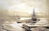 Ship stuck in Antarctic ice,artwork