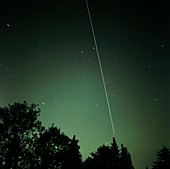 ISS light trail,time-exposure image