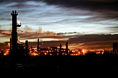 Steel mill at dusk