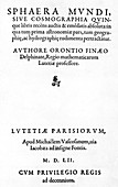 Title page of Sphaera Mundi,1552