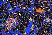 Basalt,thin section,polarised LM