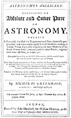 Greenwood's Astronomia Anglicana,1689