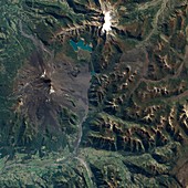 Llaima volcanic eruption,satellite image