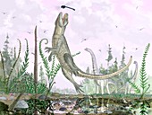 Prehistoric crocodilian,artwork
