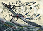 Dead pterosaur and scavengers,artwork