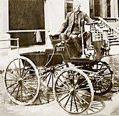 Selden in his 1877 automobile