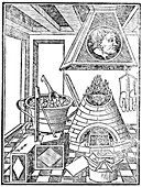 16th Century metallurgy workshop,artwork